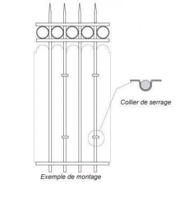 pièce élément ferronnier serrurier Collier de serrage feston Largeur 10 Diamètre 20 ACIER FER FORGE LISSE Ref: CF20