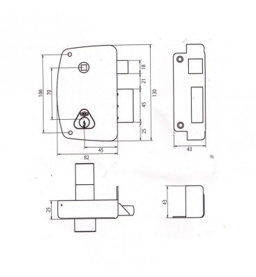 pièce élément ferronnier serrurier Serrure de sûreté verticale à Fouillot Droite ou Gauche 106 x 82 ACIER Ref: CISAD