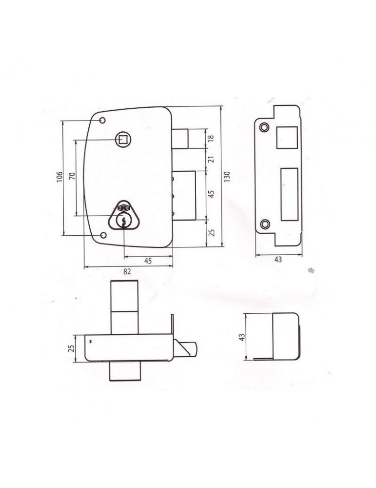 pièce élément ferronnier serrurier Serrure de sûreté verticale à Fouillot Droite ou Gauche 106 x 82 ACIER Ref: CISAD