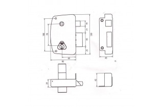 pièce élément ferronnier serrurier Serrure de sûreté verticale à Fouillot Droite ou Gauche 106 x 82 ACIER Ref: CISAG