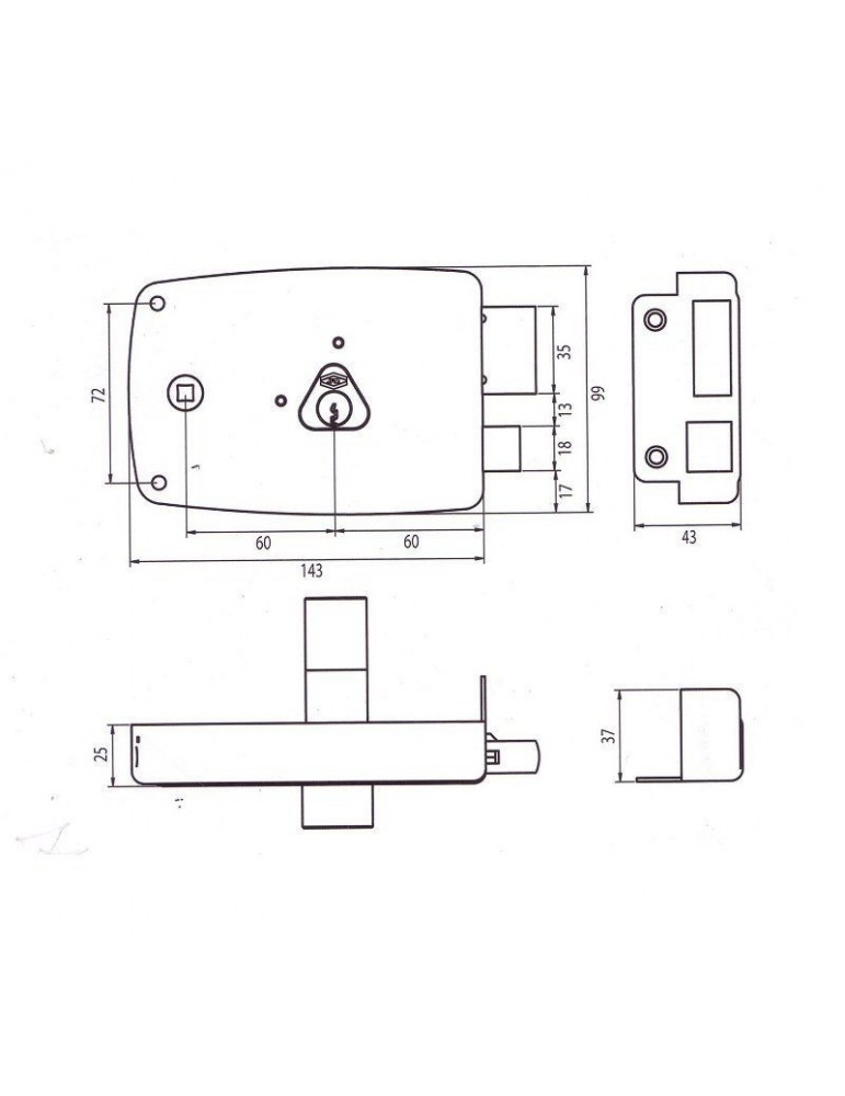 pièce élément ferronnier serrurier Serrure de sûreté horizontale à fouillot Droite ou Gauche 143 x 99 ACIER Ref: CISAHD