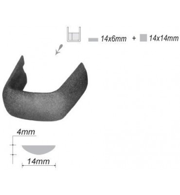 pièce élément ferronnier serrurier Collier de serrage bombé Largeur 14 Section 3x14x6+14 ACIER FER FORGE LISSE Ref: COL2
