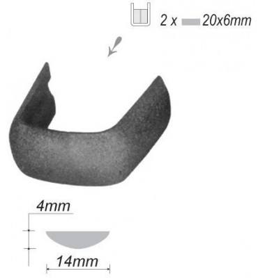 pièce élément ferronnier serrurier Collier de serrage bombé Largeur 14 Section 2x20x6 ACIER FER FORGE LISSE Ref: COL4