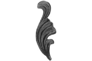 pièce élément ferronnier serrurier Feuillage épais gauche 110 x 40 ACIER Ref: F12-2
