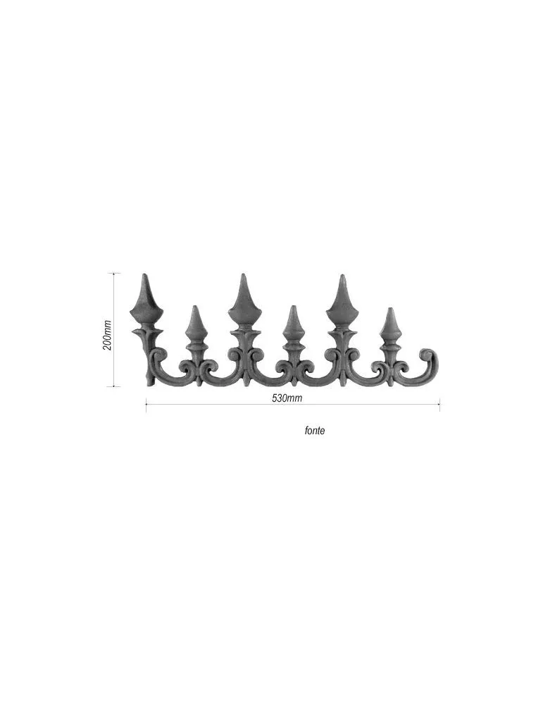 pièce élément ferronnier serrurier Bande de défénse pour clôture prestigieuse 530 x 200 FONTE Ref: F51.354