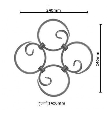 pièce élément ferronnier serrurier Éléments décoratifs 240 x 240 Section 14x6 ACIER FER FORGE LISSE Ref: F57.122