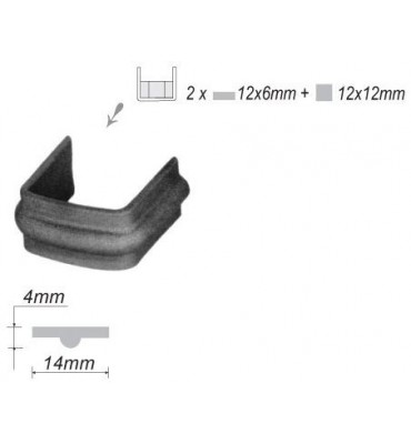 pièce élément ferronnier serrurier Collier de serrage nervuré en partie centrale Largeur 14 Section 2x12x6+12 ACIER FER FORGE...