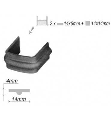 pièce élément ferronnier serrurier Collier de serrage nervuré en partie centrale Largeur 14 Section 2x 14x6+14 ACIER FER FORG...