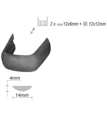 pièce élément ferronnier serrurier Collier de serrage bombé Largeur 14 Section 2x 12x6+12 ACIER FER FORGE LISSE Ref: F59.137