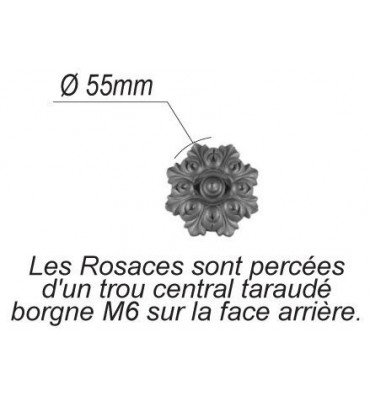 pièce élément ferronnier serrurier Rosace en fonte pour grille Diamètre 55 FONTE Ref: F61.152