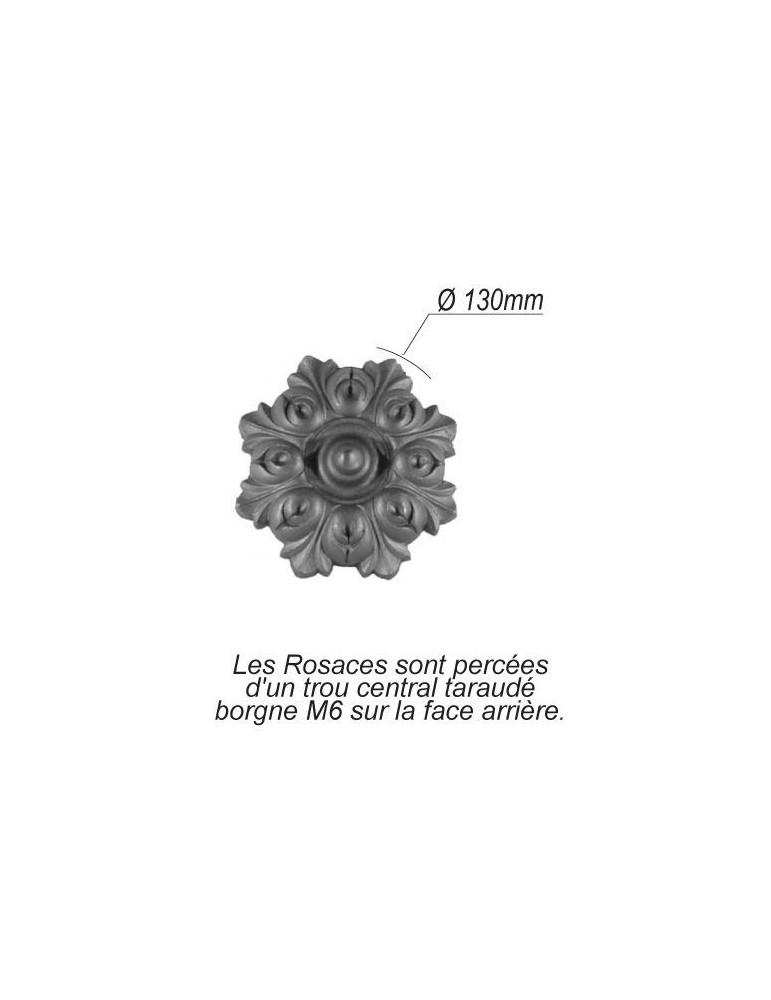 pièce élément ferronnier serrurier Rosace en fonte pour grille Diamètre 130 FONTE Ref: F61.156