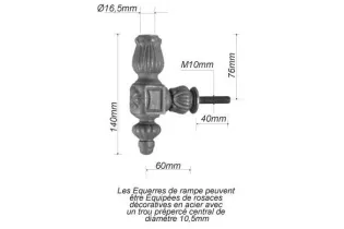 pièce élément ferronnier serrurier Equerre de rampe 140 x 60 FONTE Ref: F62.375