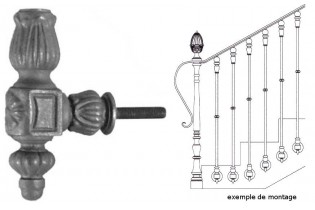 pièce élément ferronnier serrurier Equerre de rampe 140 x 60 FONTE Ref: F62.375
