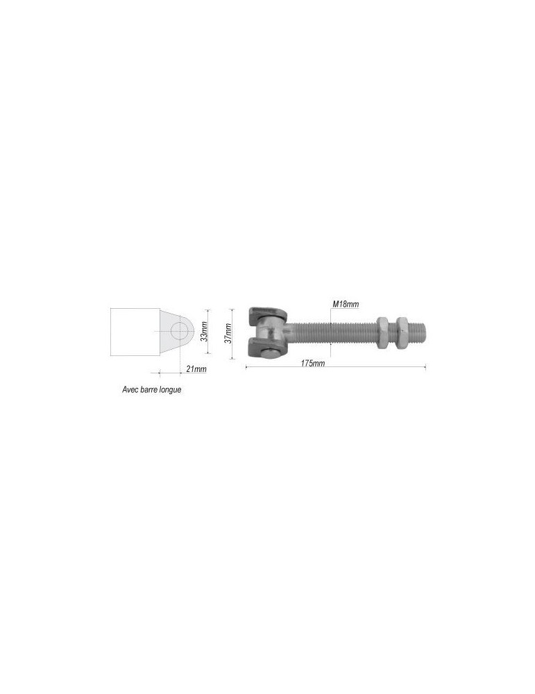 pièce élément ferronnier serrurier Gond réglable 175 x 37 Diamètre 18 ACIER Ref: F66.207