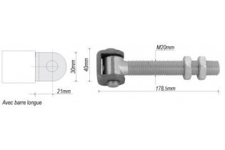 pièce élément ferronnier serrurier Gond réglable 178 x 40 Diamètre 20 ACIER Ref: F66.213