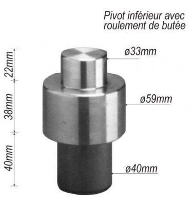 pièce élément ferronnier serrurier Pivot inférieur avec roulement pour portail 100 x 59 Diamètre 33 ACIER Ref: F66.243