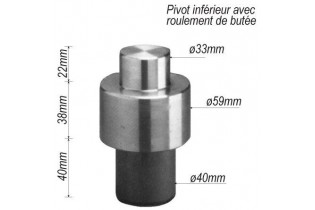 pièce élément ferronnier serrurier Pivot inférieur avec roulement pour portail 100 x 59 Diamètre 33 ACIER Ref: F66.243