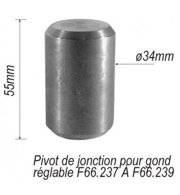 pièce élément ferronnier serrurier Pivot de jonction pour portail Longueur 55 Diamètre 34 ACIER Ref: F66.249