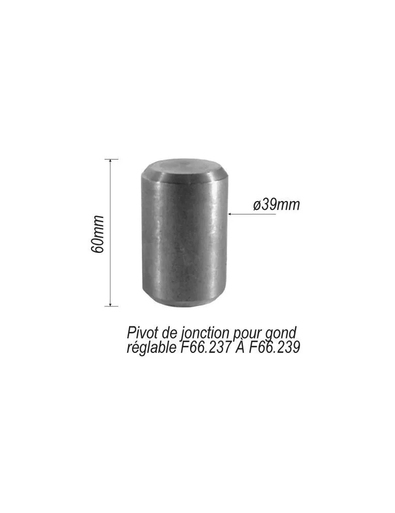 pièce élément ferronnier serrurier Pivot de jonction pour portail Longueur 60 Diamètre 39 ACIER Ref: F66.250