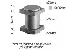 pièce élément ferronnier serrurier Pivot de jonction pour portail 30 x 30 Hauteur 32 Diamètre 29 ACIER Ref: F66.251