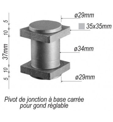 pièce élément ferronnier serrurier Pivot de jonction pour portail x 35 Hauteur 37 Diamètre 34 ACIER Ref: F66.252