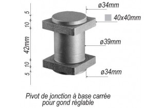 pièce élément ferronnier serrurier Pivot de jonction pour portail 40 x 40 Hauteur 42 Diamètre 39 ACIER Ref: F66.253