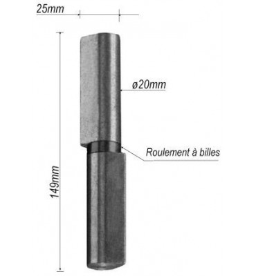 pièce élément ferronnier serrurier Paumelle pour portail 149 x 25 Diamètre 20 ACIER Ref: F66.285