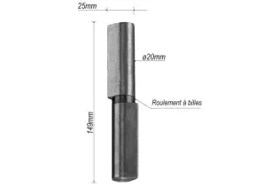 pièce élément ferronnier serrurier Paumelle pour portail 149 x 25 Diamètre 20 ACIER Ref: F66.285
