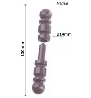pièce élément ferronnier serrurier Paumelle pour portail Longueur 130 Diamètre 14 ACIER MARTELE Ref: F66.290