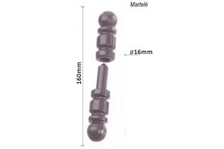 pièce élément ferronnier serrurier Paumelle pour portail Longueur 160 Diamètre 16 ACIER MARTELE Ref: F66.291