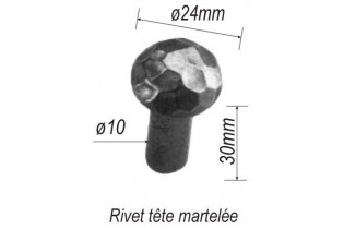 pièce élément ferronnier serrurier Rivet tête martelée pour éléments 30 x 10 Diamètre 24 ACIER MARTELE Ref: F67.107