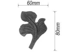 pièce élément ferronnier serrurier Feuillage épais 80 x 60 ACIER Ref: F68.312