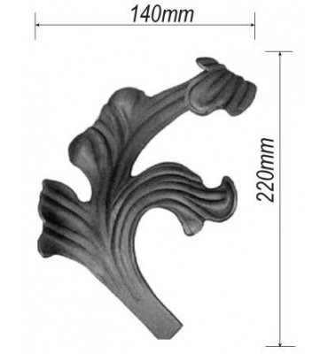 pièce élément ferronnier serrurier Feuillage épais 220 x 140 ACIER Ref: F68.313