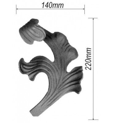 pièce élément ferronnier serrurier Feuillage épais 220 x 140 ACIER Ref: F68.314