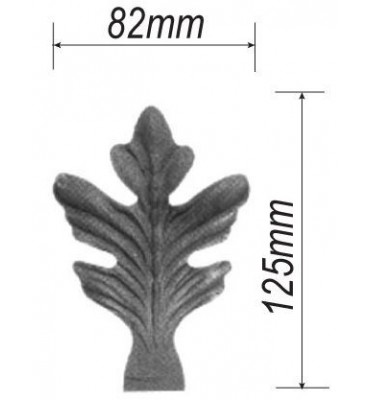 pièce élément ferronnier serrurier Feuillage épais 125 x 82 ACIER Ref: F68.317