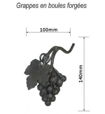 pièce élément ferronnier serrurier Grappe de raisin 140 x 100 ACIER Ref: F68.320