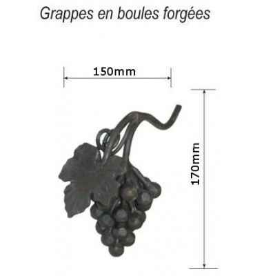 pièce élément ferronnier serrurier Grappe de raisin 170 x 150 ACIER Ref: F68.321