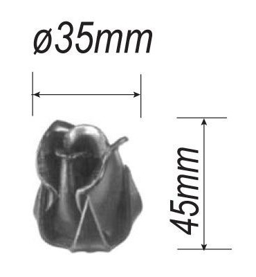 pièce élément ferronnier serrurier Rose bouton Longueur 45 Diamètre 35 ACIER Ref: F68.322