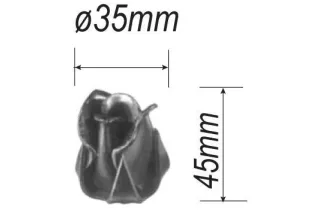 pièce élément ferronnier serrurier Rose bouton Longueur 45 Diamètre 35 ACIER Ref: F68.322