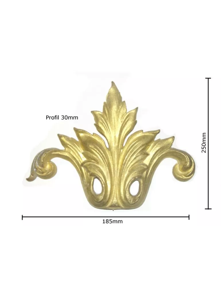 pièce élément ferronnier serrurier Demi feuillage 250 x 185 LAITON Ref: F68.329