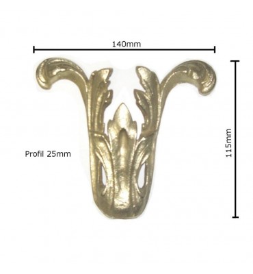 pièce élément ferronnier serrurier Demi feuillage 140 x 115 LAITON Ref: F68.331