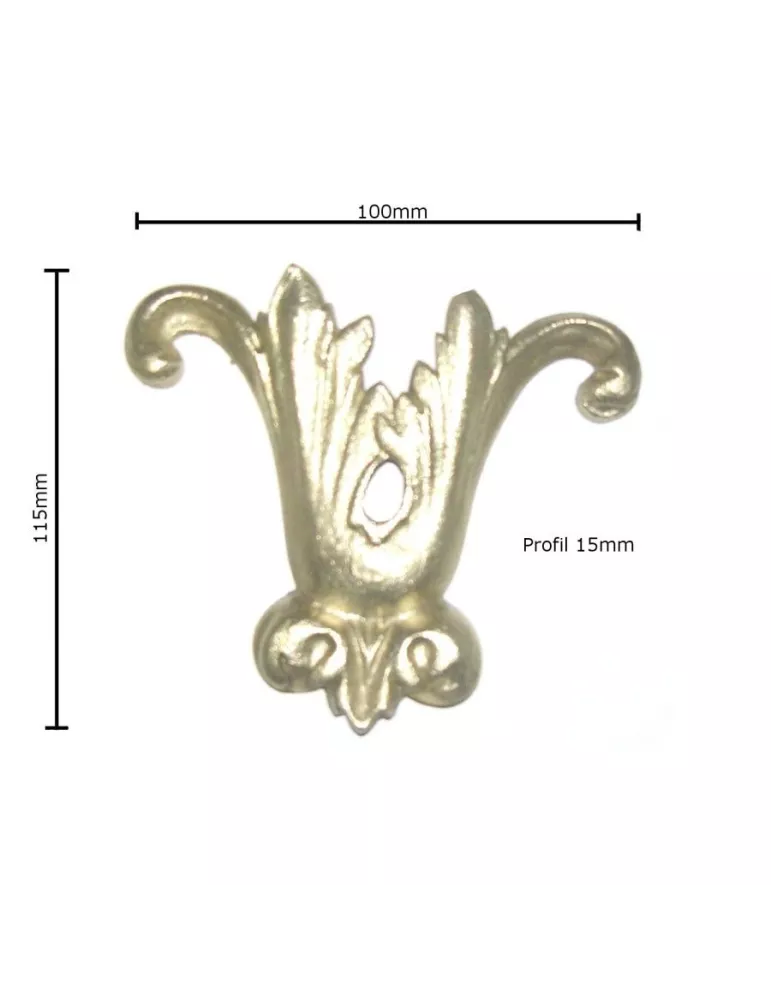 pièce élément ferronnier serrurier Demi feuillage 115 x 110 LAITON Ref: F68.333