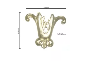 pièce élément ferronnier serrurier Demi feuillage 115 x 110 LAITON Ref: F68.333
