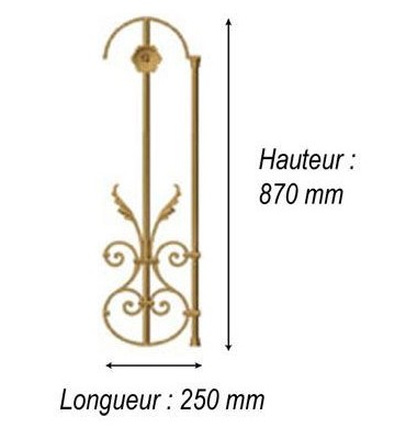 élément prêt à poser balustrade Arc en Barois 870 x 250 FONTE Ref: F68.502