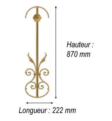 élément prêt à poser balustrade Arc en Barois 870 x 222 FONTE Ref: F68.504