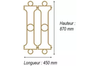 élément prêt à poser Balustrades Chinon - Brut de fonderie 870 x 450 FONTE Ref: F68.511