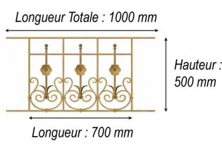 élément prêt à poser balustrade Arc en Barois 700 x 500 FONTE Ref: F68.514