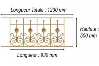 élément prêt à poser balustrade Arc en Barois 930 x 500 FONTE Ref: F68.515