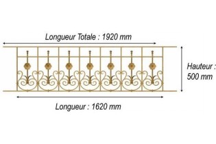 élément prêt à poser balustrade Arc en Barois 1620 x 500 FONTE Ref: F68.518
