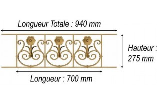 élément prêt à poser balustrade Arc en Barois 700 x 275 FONTE Ref: F68.549
